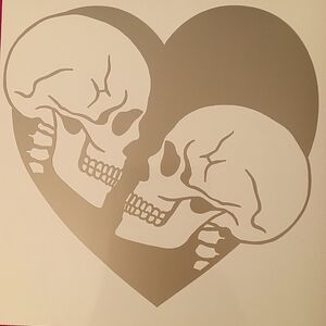 Heart Skull Wall Art in Gray